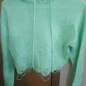 Wild Honey Light Green Knit Hoodie